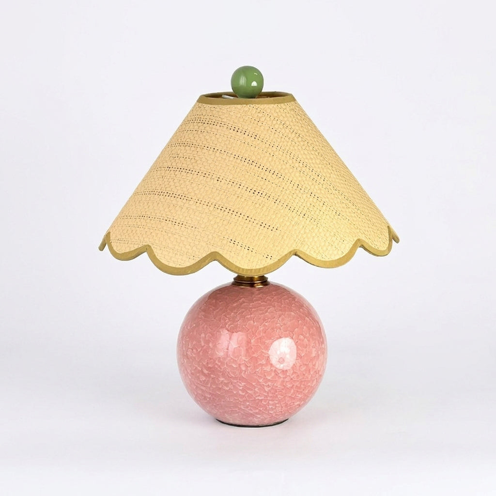 Lámpara de mesa de cerámica Rizona – rosa empolvado con pantalla cónica