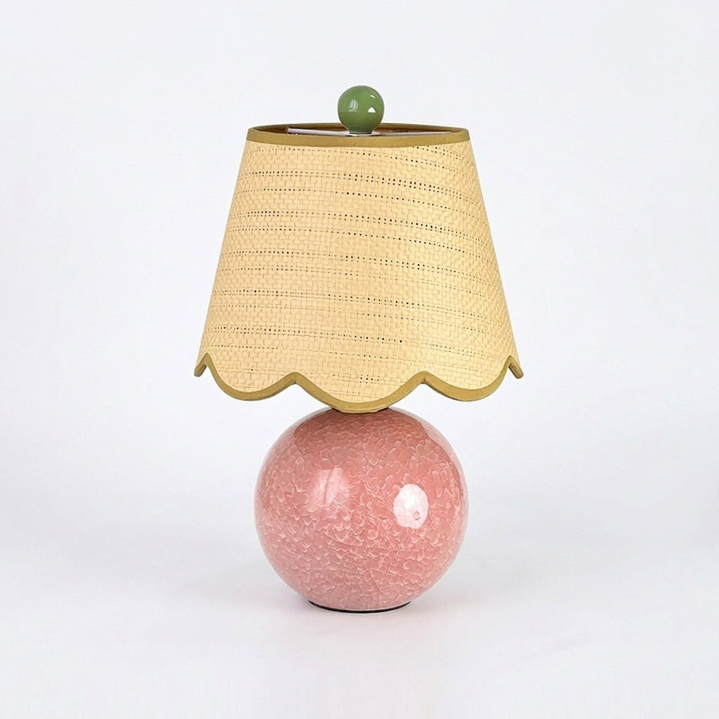Lámpara de mesa de cerámica Rizona – rosa empolvado con pantalla tambor