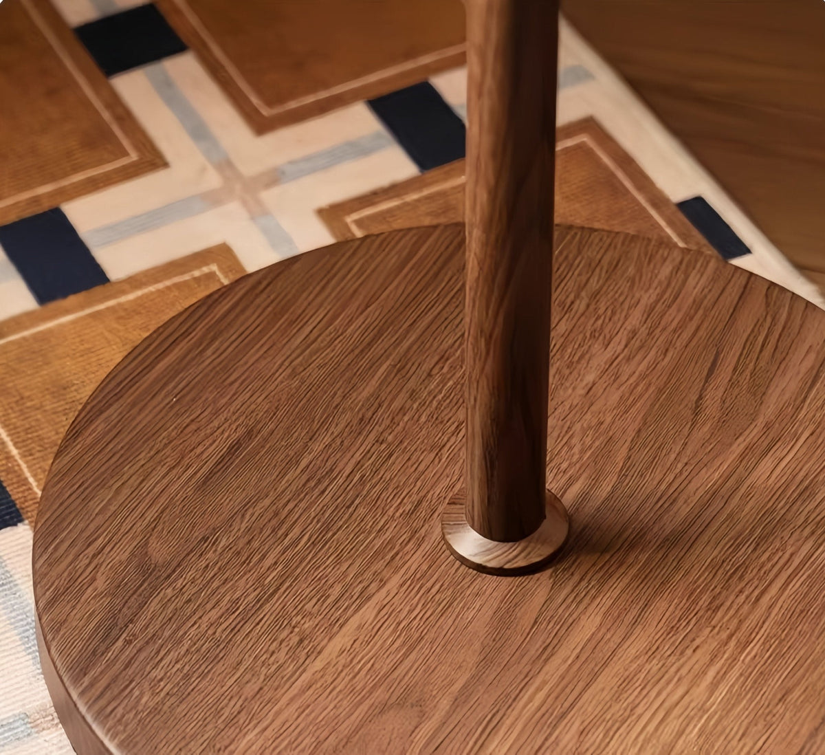 Lámpara de pie seta retro Fungela – base redonda efecto madera