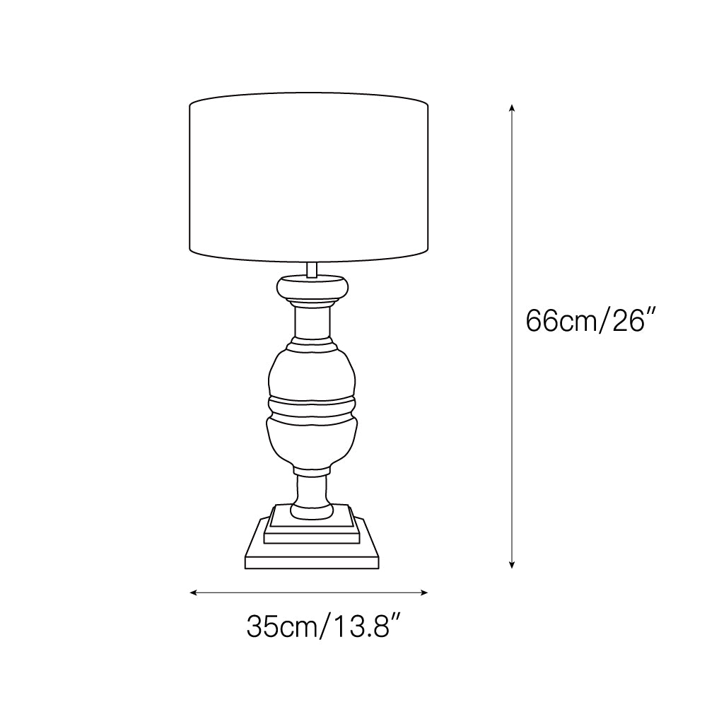 Lámpara de mesa de madera Roblena – medidas de la versión de 66 cm
