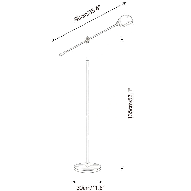 Lámpara de pie con brazo basculante Romanela – medidas 90 x 135 cm