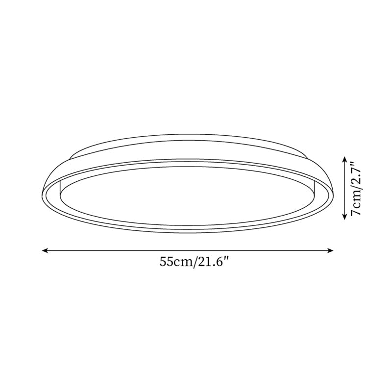 Plafón LED de techo Calerra con aro de travertino – medidas del tamaño de 55 cm