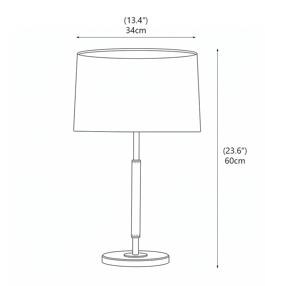 Lámpara de mesa Ruanel – plano con medidas del tamaño grande