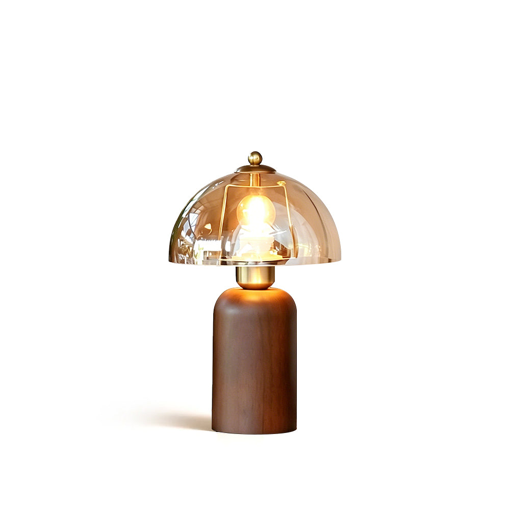 Lámpara de mesa de madera y cristal ámbar Rubana – vista principal