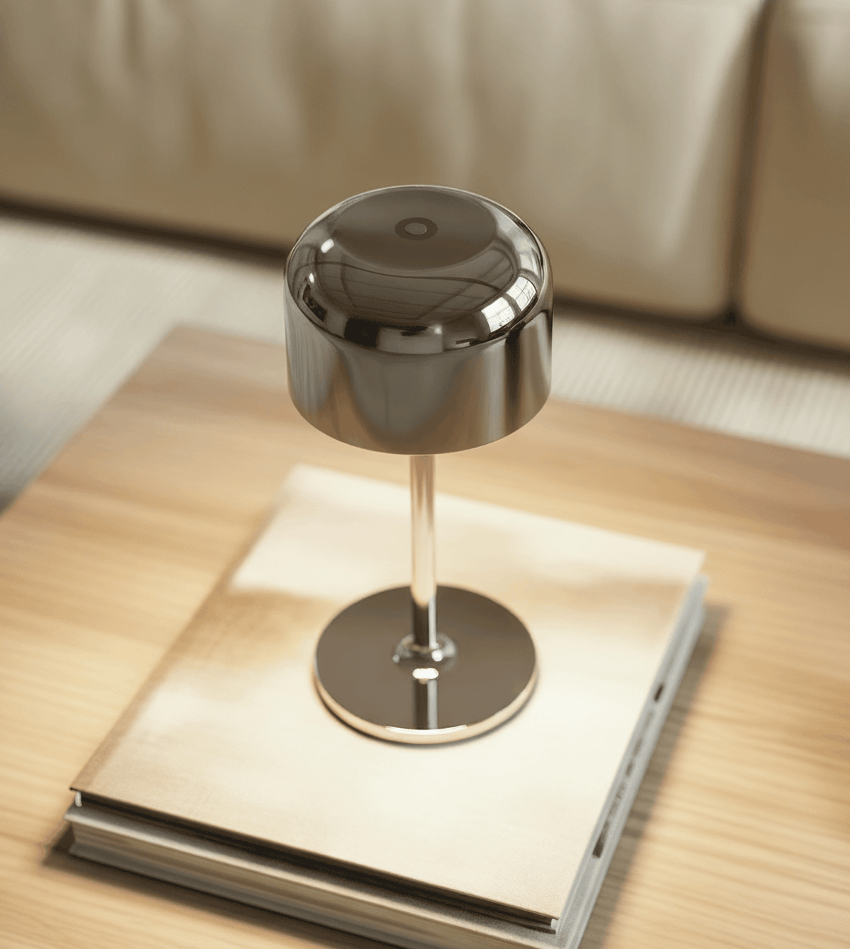 Lámpara de mesa recargable Rupela en un salón luminoso – imagen 2