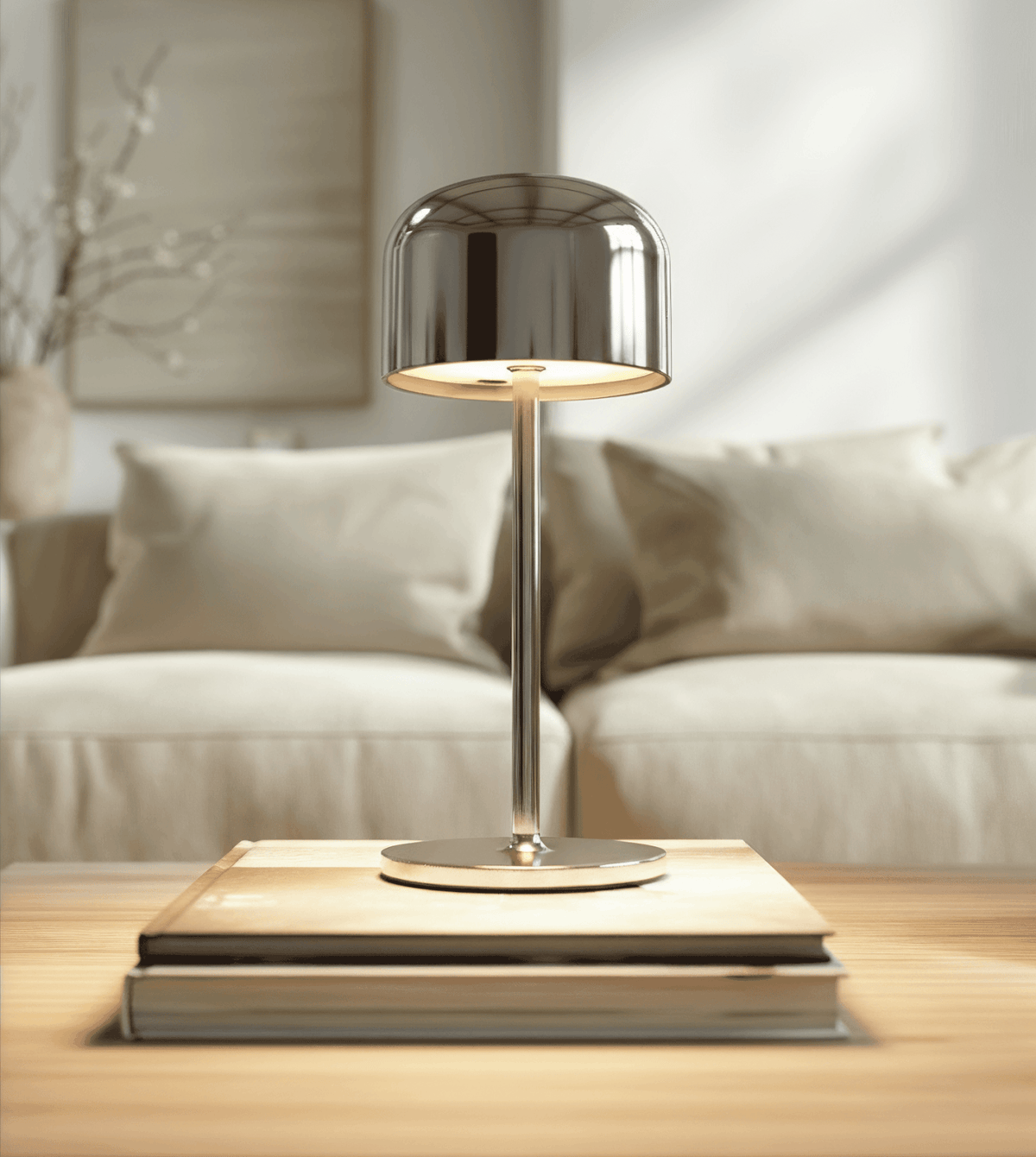 Lámpara de mesa recargable Rupela en un salón luminoso – imagen 5
