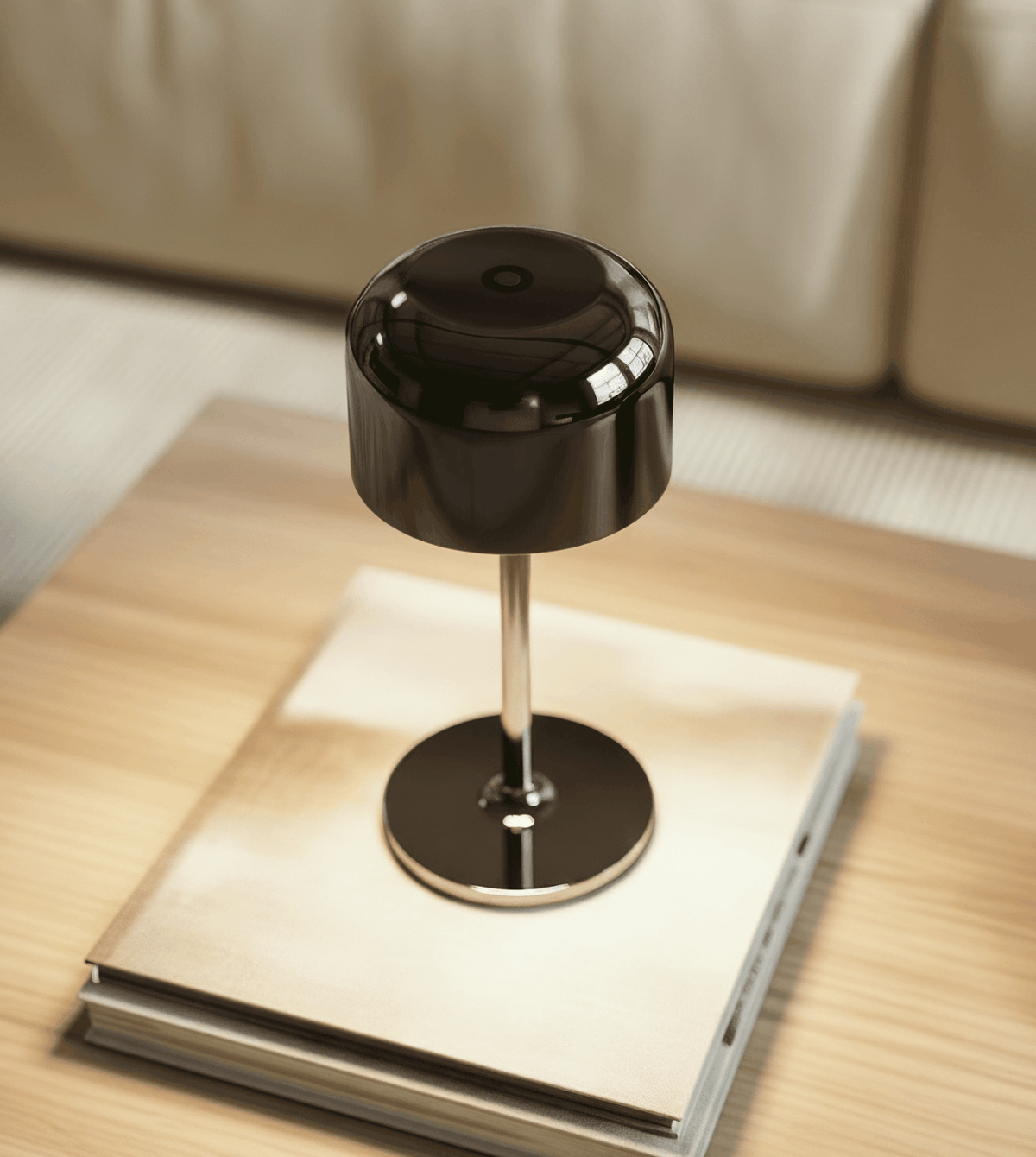 Lámpara de mesa recargable Rupela en un salón luminoso – imagen 10