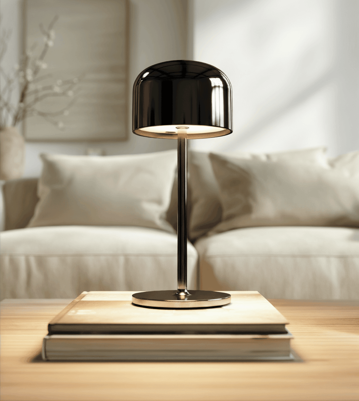 Lámpara de mesa recargable Rupela en un salón luminoso – imagen 13