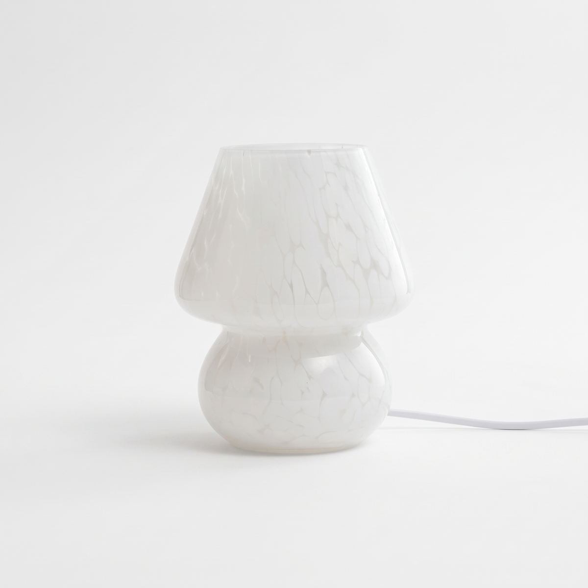 Lámpara de mesa seta de cristal Salpina – cristal moteado blanco