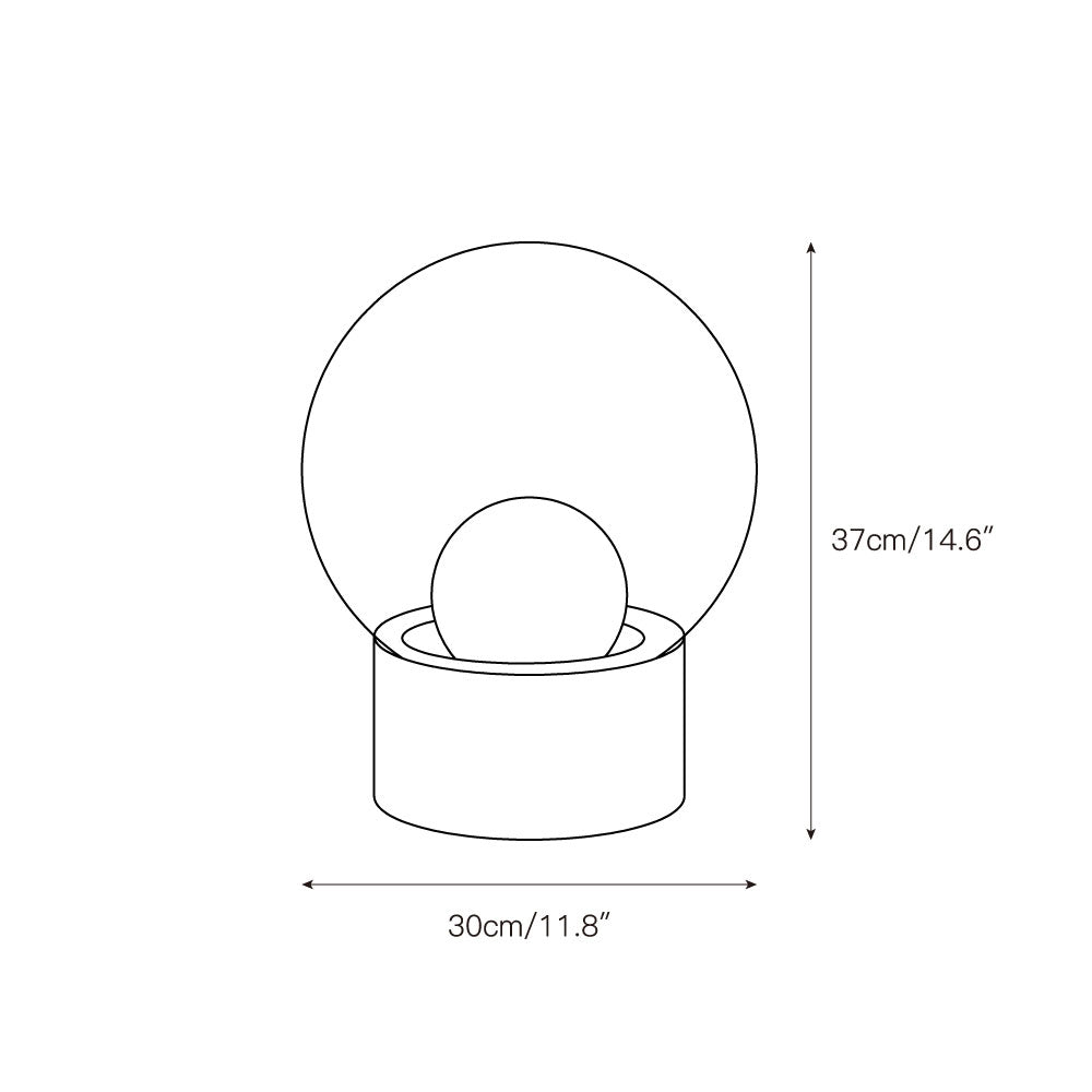Lámpara de mesa de cristal Saquira – medidas del tamaño grande