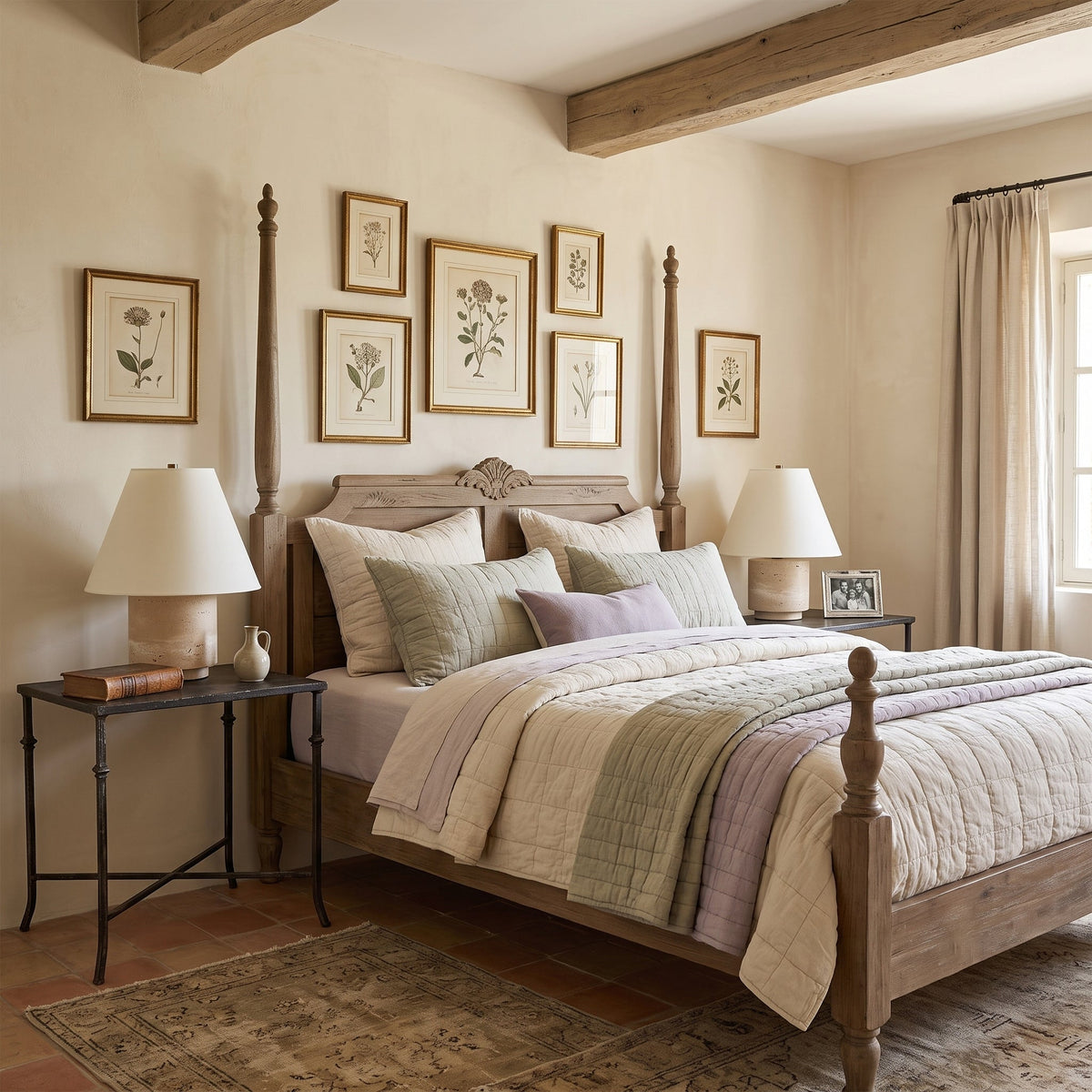 Lámpara de mesa de travertino Saxela – a ambos lados de la cama