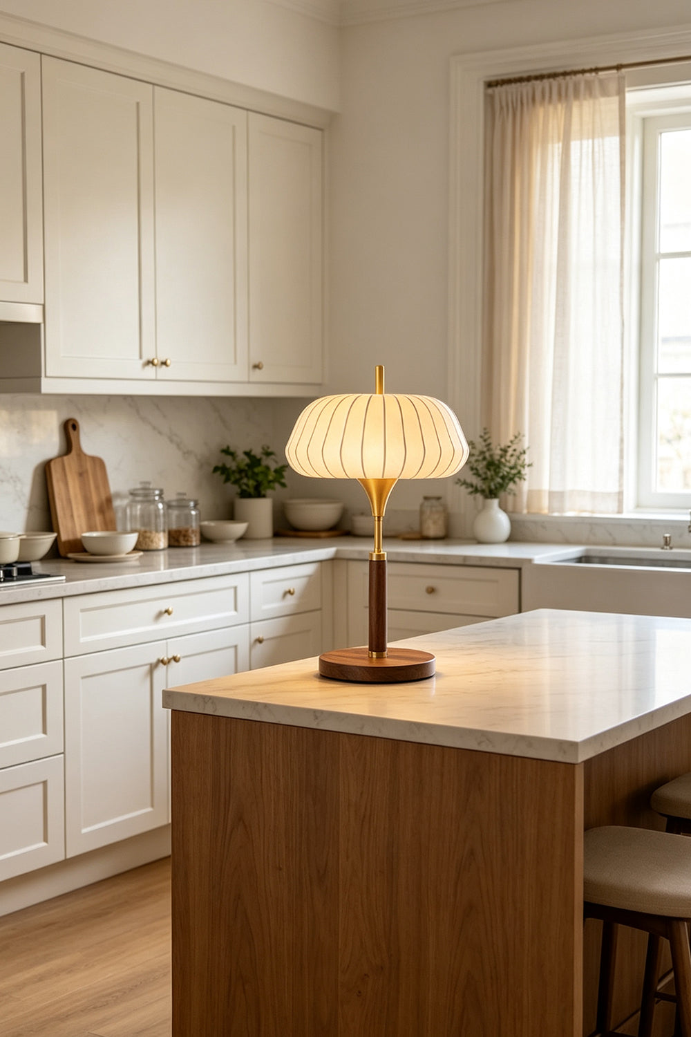 Lámpara de mesa de seda Sedina en un interior clásico y luminoso – imagen 5