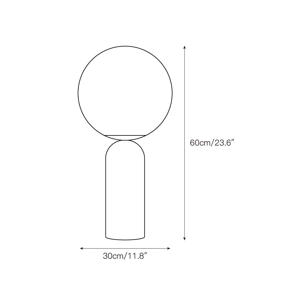 Lámpara de mesa de mármol Selunda – plano de medidas 30 x 60 cm