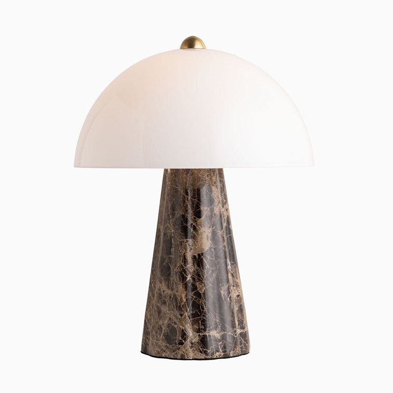 Lámpara de mesa de mármol Selune – cúpula de cristal y remate dorado