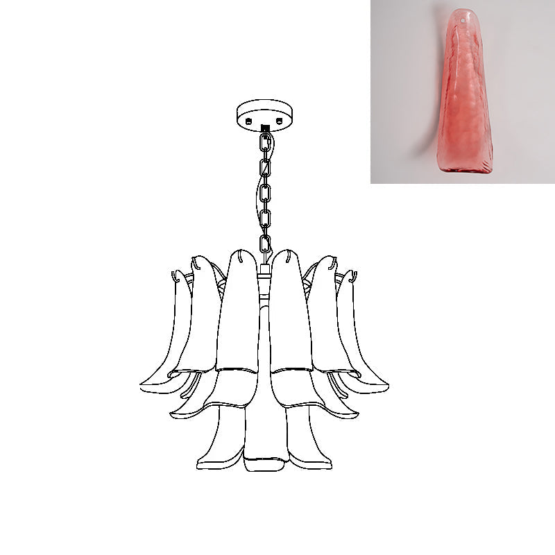 Lámpara de araña de pétalos de cristal Sépala – rojo claro, Ø 50 cm