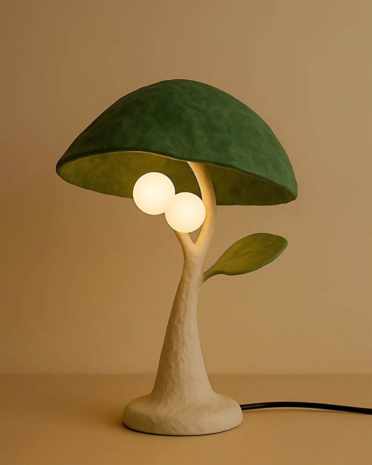 Lámpara de mesa seta Setalia – tronco con hoja y dos globos de luz