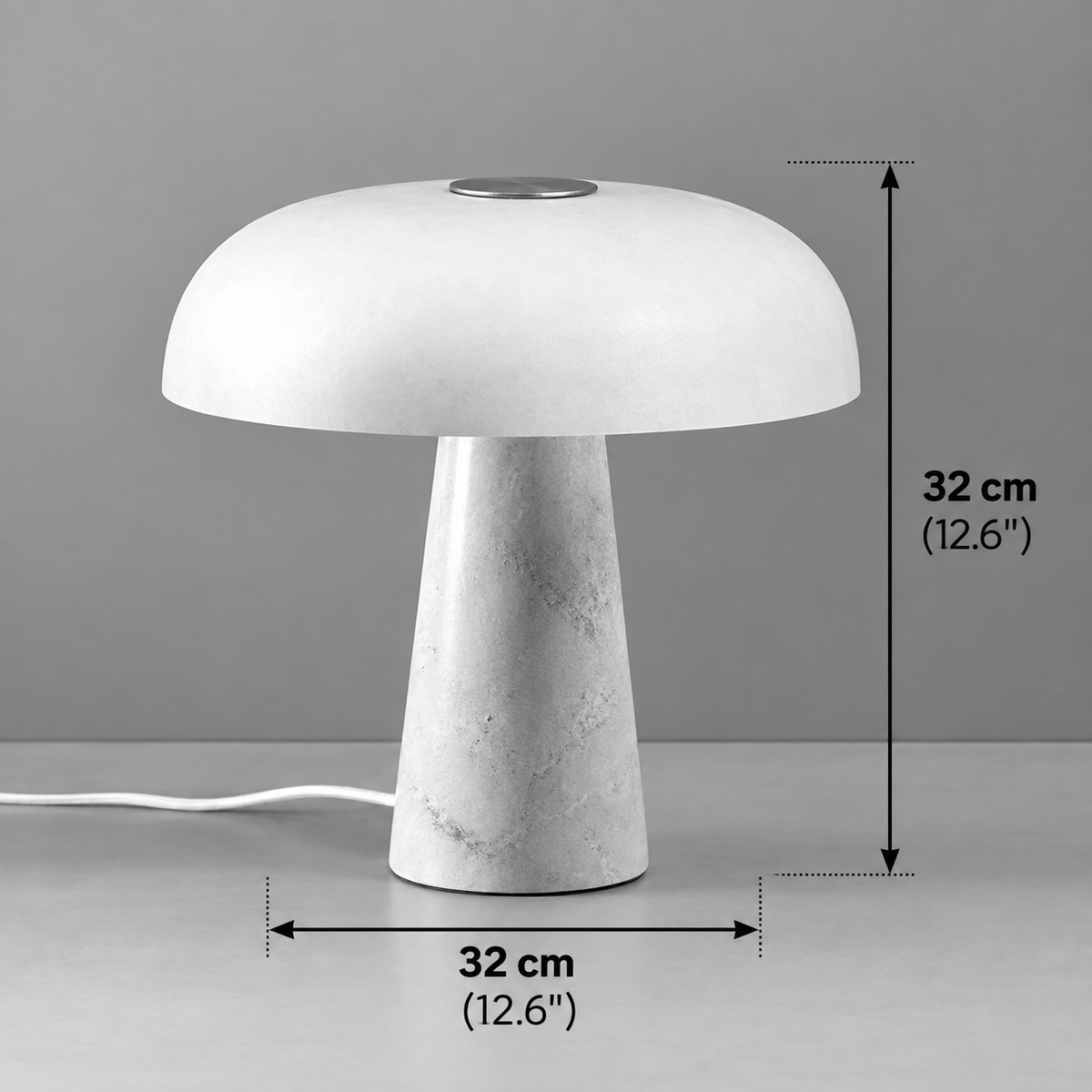 Setalma - Lámpara de Mesa Seta de Mármol con Pantalla de Cristal Esmerilado