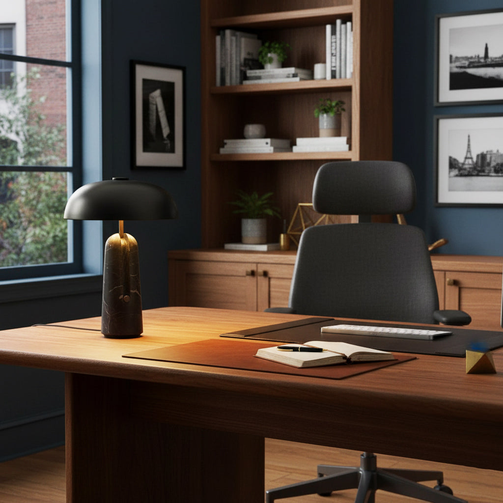 Lámpara de mesa de piedra Setara en un salón contemporáneo – imagen 12