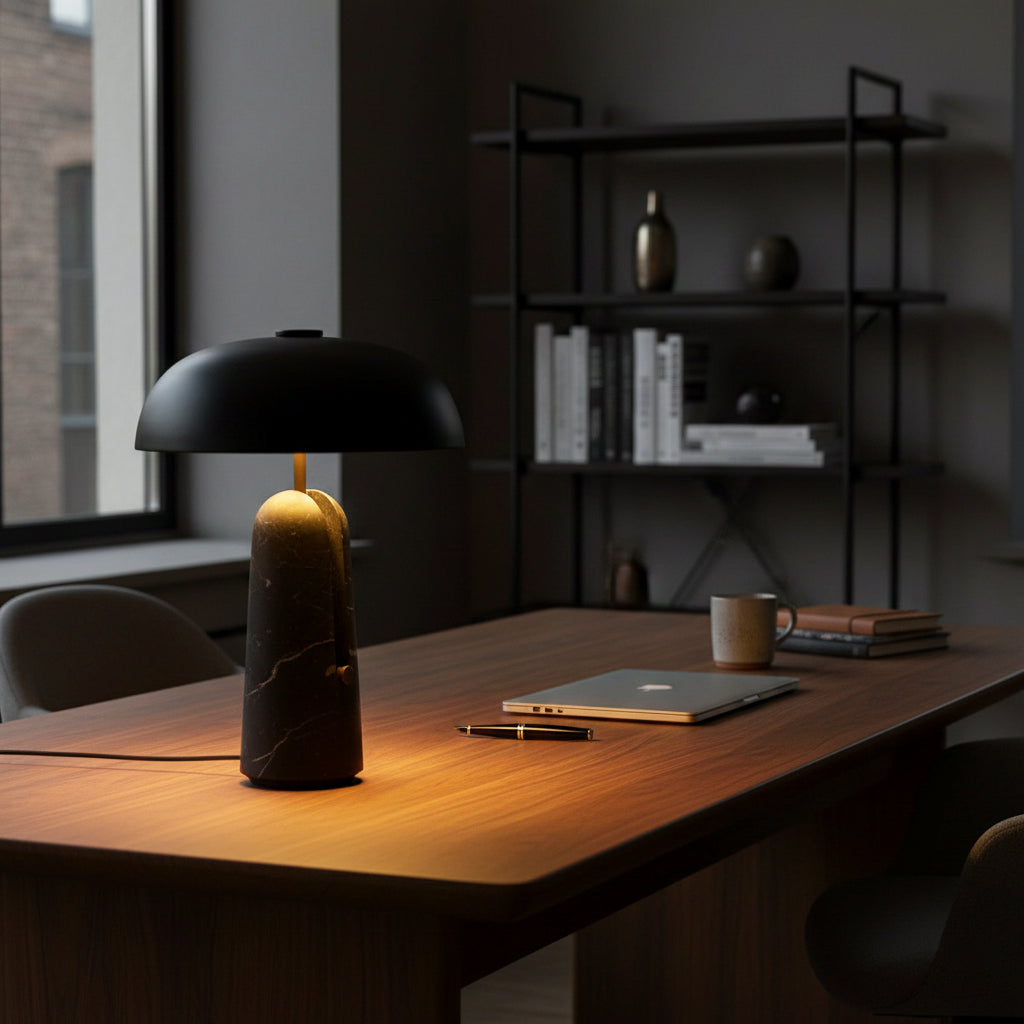Lámpara de mesa de piedra Setara en un salón contemporáneo – imagen 13