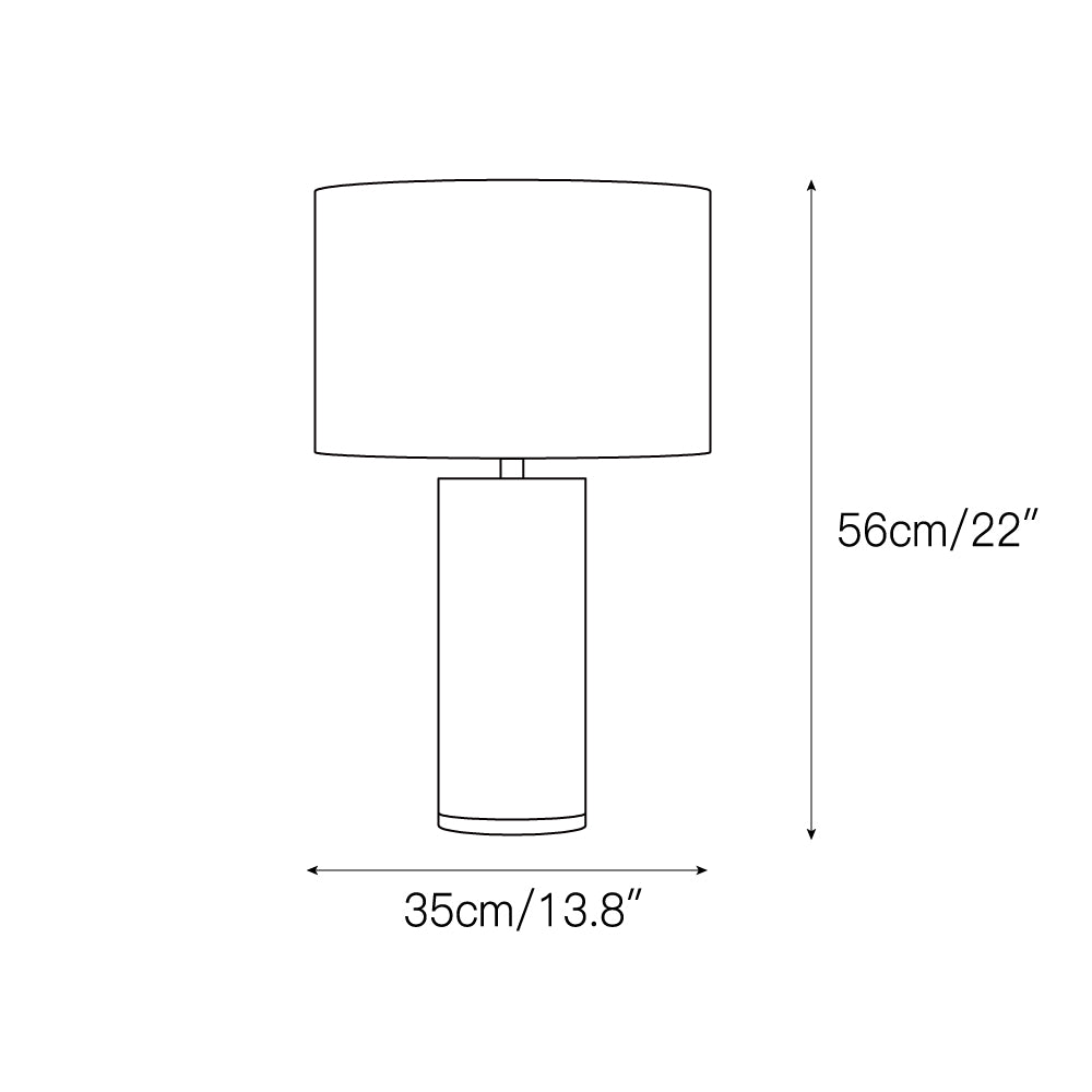 Lámpara de mesa de piedra Sivana – dibujo con medidas