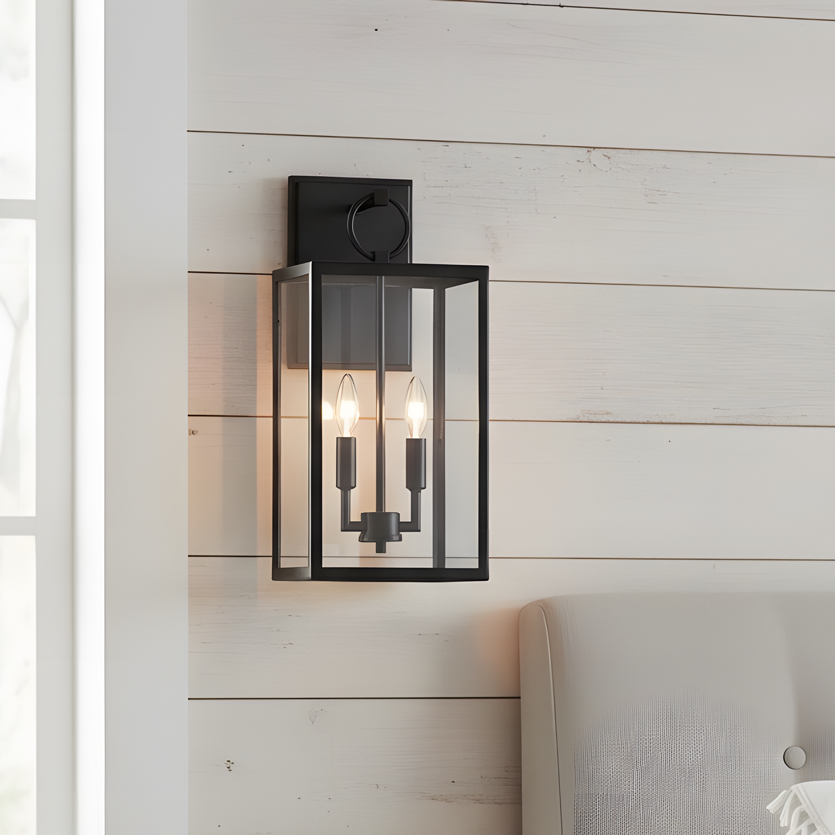 Aplique de pared exterior Candelo junto a una puerta de entrada – imagen 7