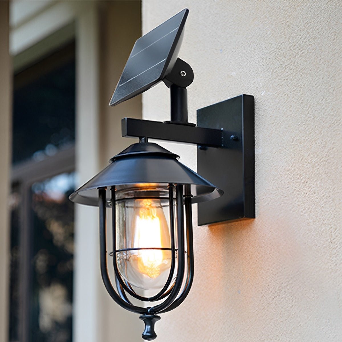 Jaulina - Aplique de Pared Exterior Farol Jaula Negro Solar o Cableado