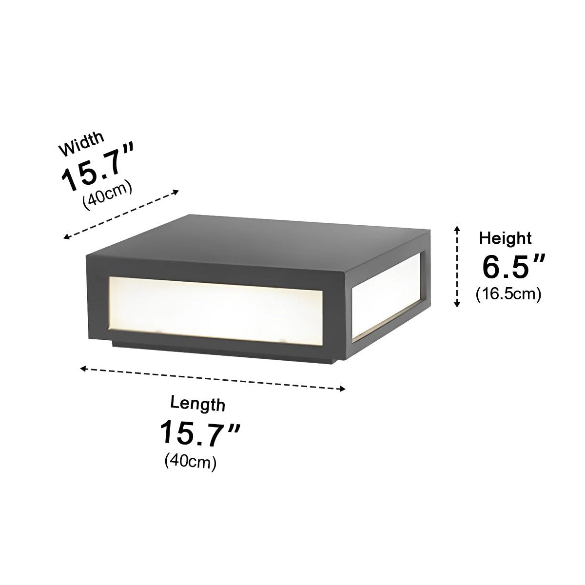Lámpara de pilar exterior Ilvana – medidas 40 × 40 × 16,5 cm