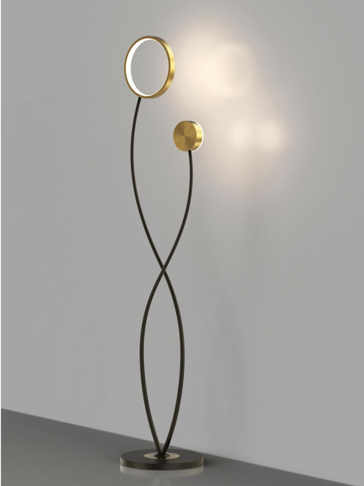 Lámpara de pie LED Solenta – proyectando luz suave en la pared