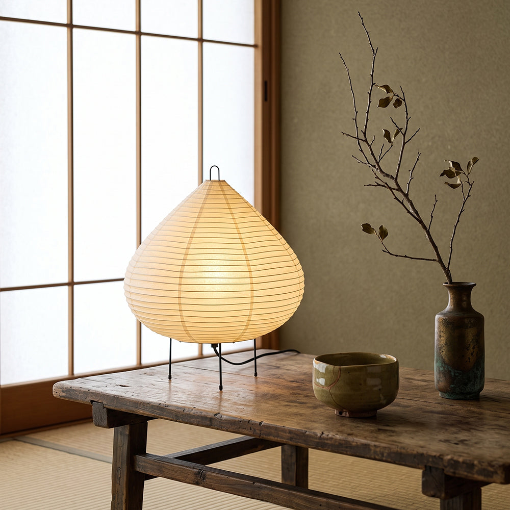 Sutila - Lámpara de Mesa de Papel de Morera Estilo Japonés con Patas