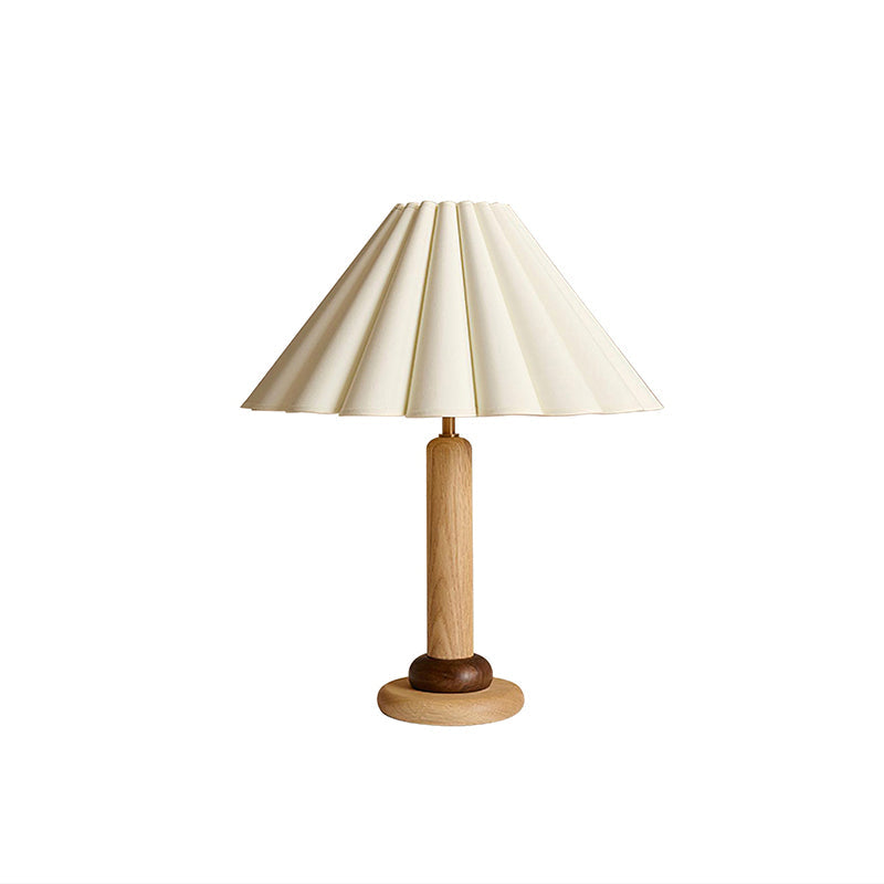 Lámpara de mesa con pantalla plisada Tablela – pie en madera natural