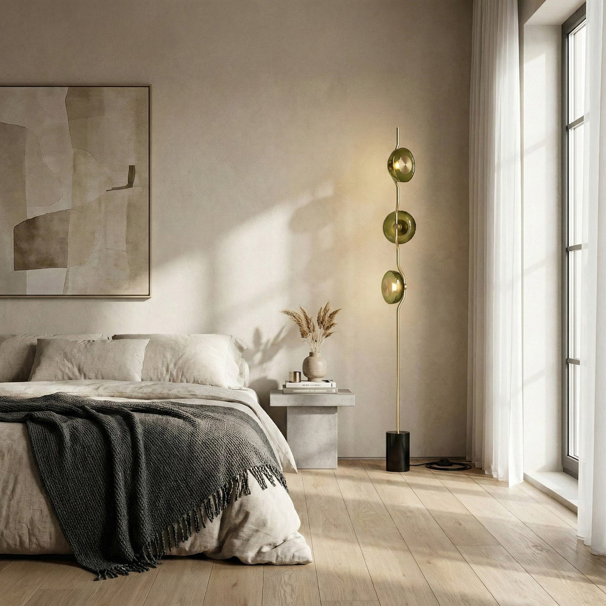 Lámpara de pie LED Tallina en un salón de estilo cálido – imagen 7