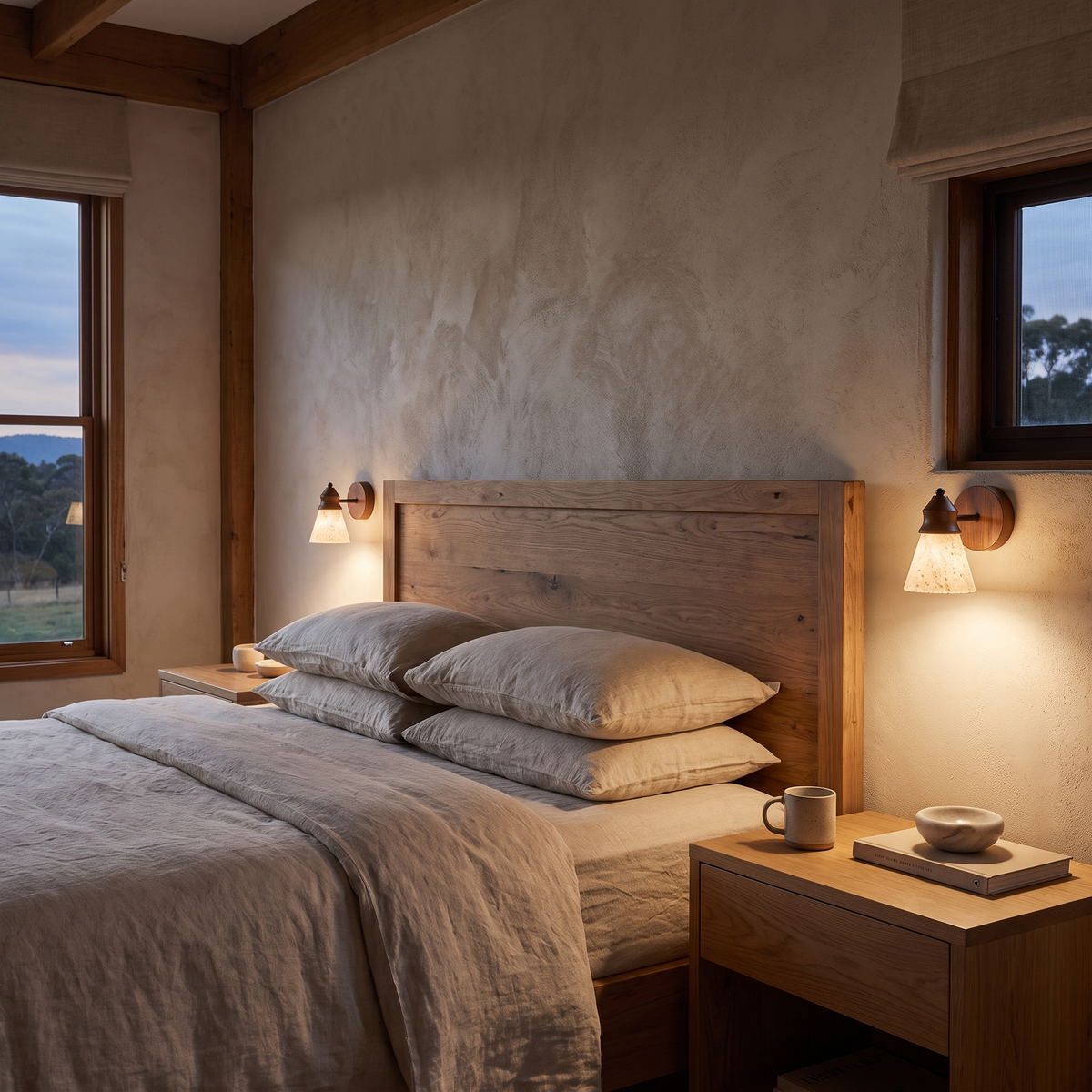 Ocreta - Aplique de Pared Cónico de Travertino y Madera Natural