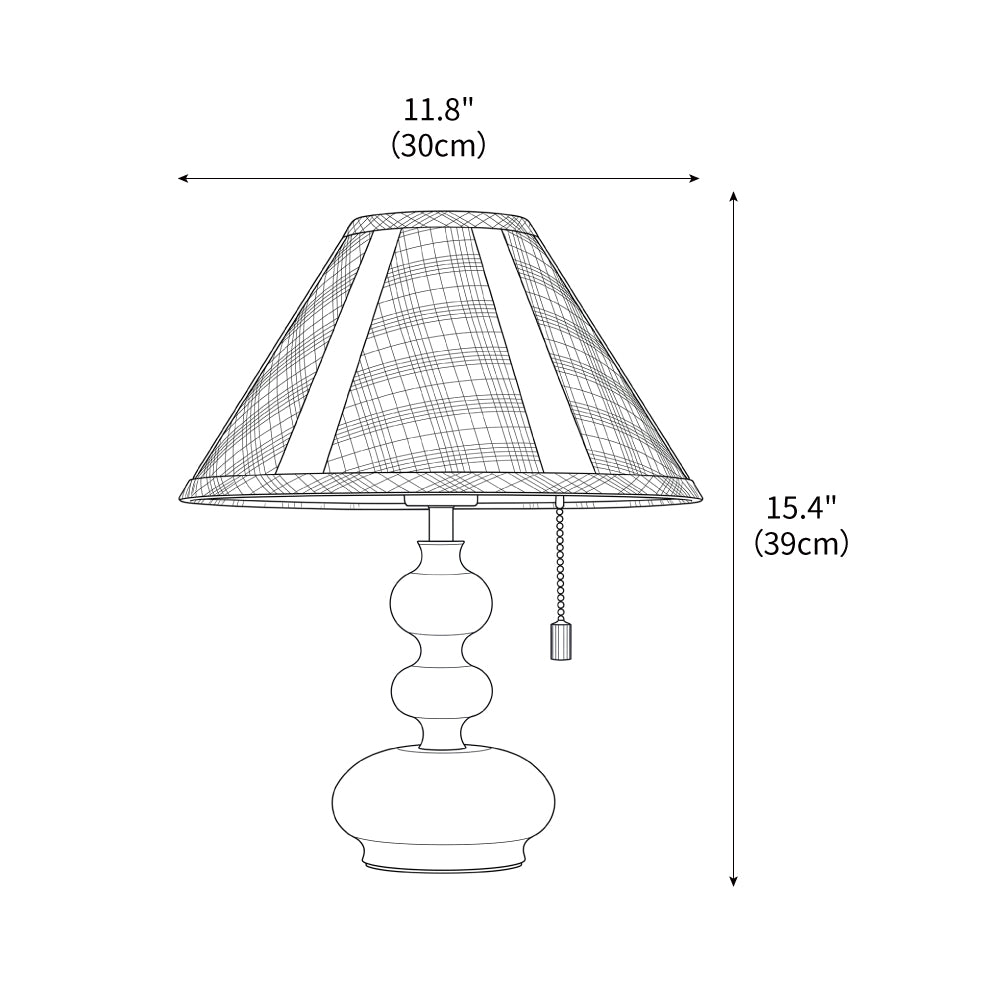 Lámpara de mesa de madera con esferas Ternuga – medidas con pantalla de cuadros