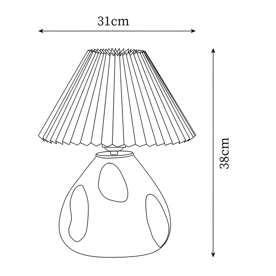 Lámpara de mesa de vidrio con pantalla plisada Tesira sobre una mesa de madera – imagen 15