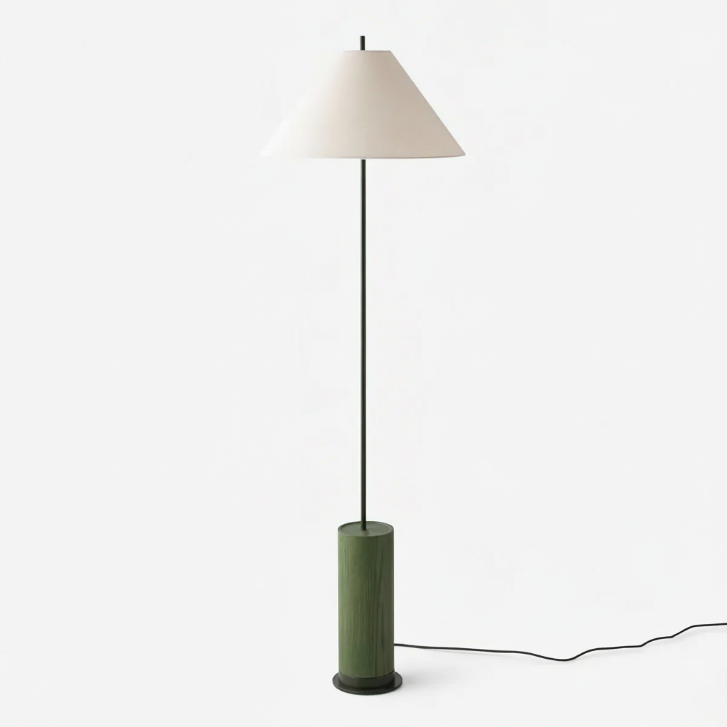 Lámpara de pie Tiplana – verde con pantalla blanca