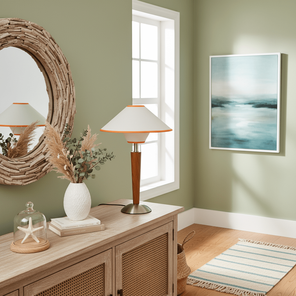 Lámpara de mesa de madera Tolmena en un salón acogedor – imagen 10