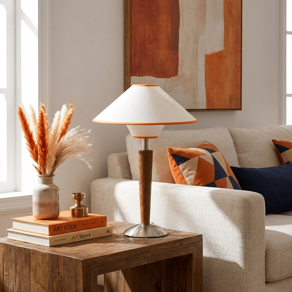 Lámpara de mesa de madera Tolmena en un salón acogedor – imagen 5