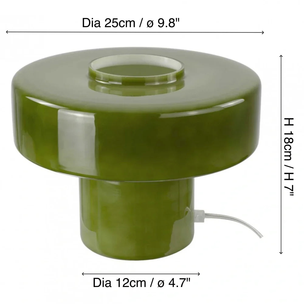 Lámpara de mesa de vidrio retro Tondira sobre un aparador de madera – imagen 18