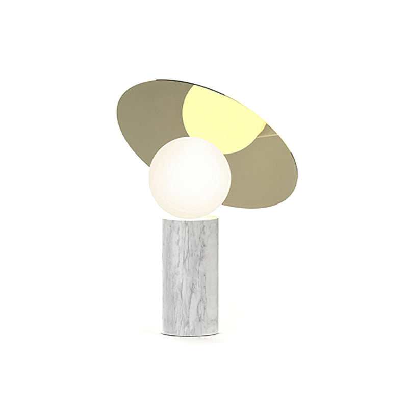 Lámpara de mesa con globo Tondisa – con base de mármol blanco