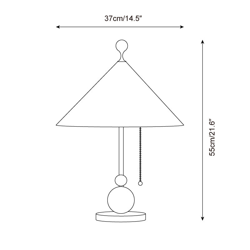 Lámpara de mesa retro Toquela – plano de medidas