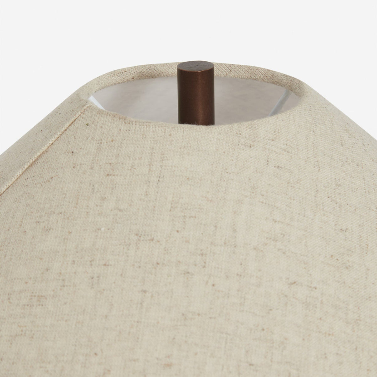 Lámpara de mesa de travertino Travia – pantalla de lino vista desde arriba