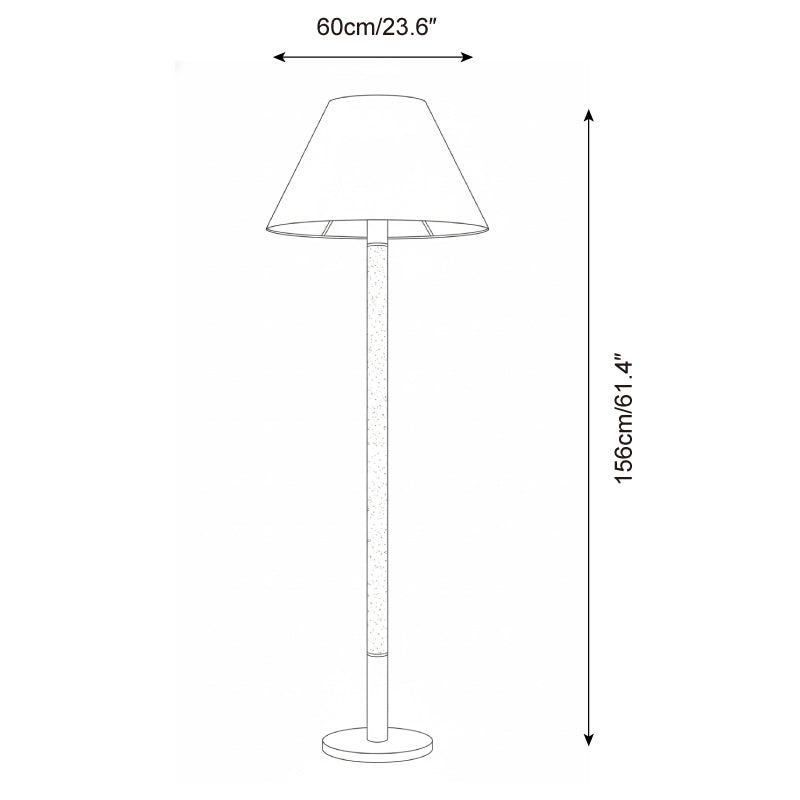 Lámpara de pie de travertino Travilla – esquema con medidas de 60 por 156 cm