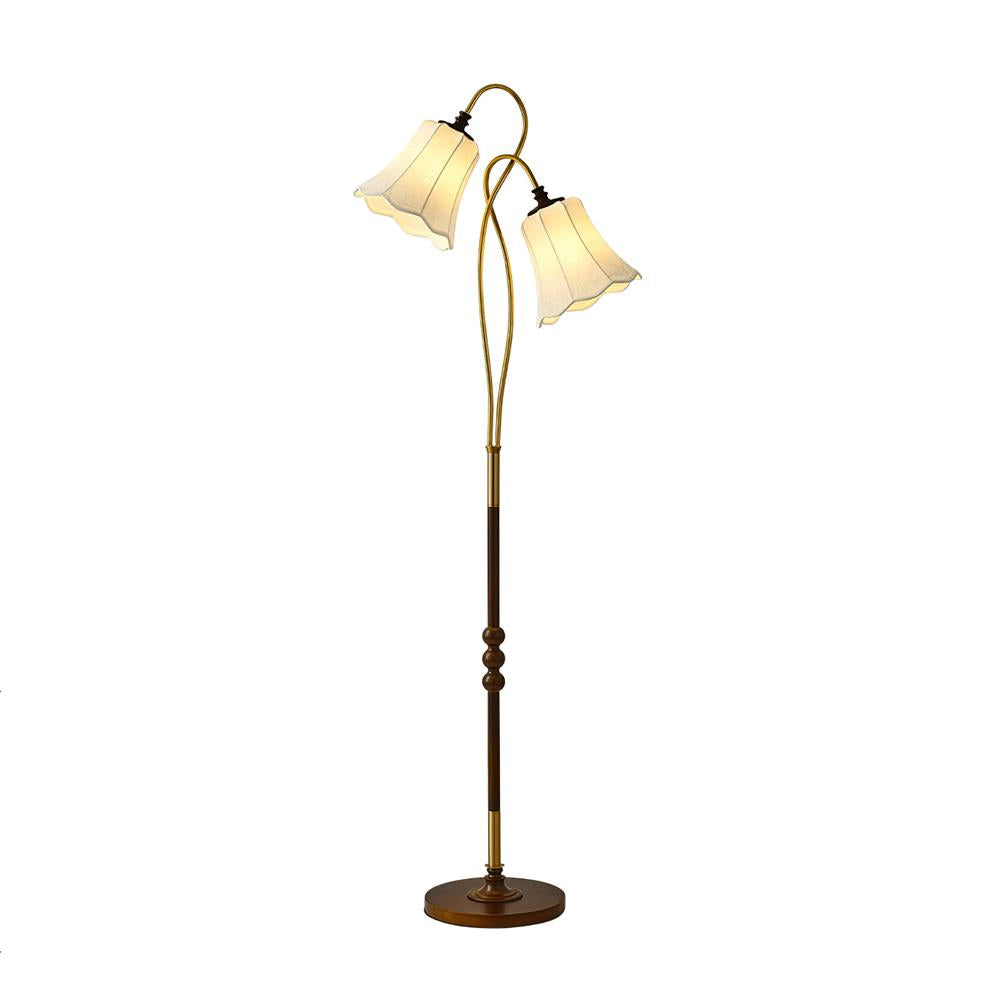 Lámpara de pie tulipán Tulema – 2 luces en cobre y blanco