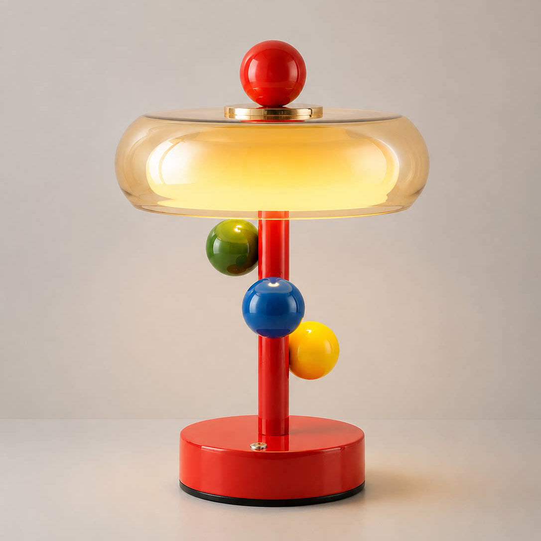 Lámpara de mesa LED de colores Tutela – roja encendida