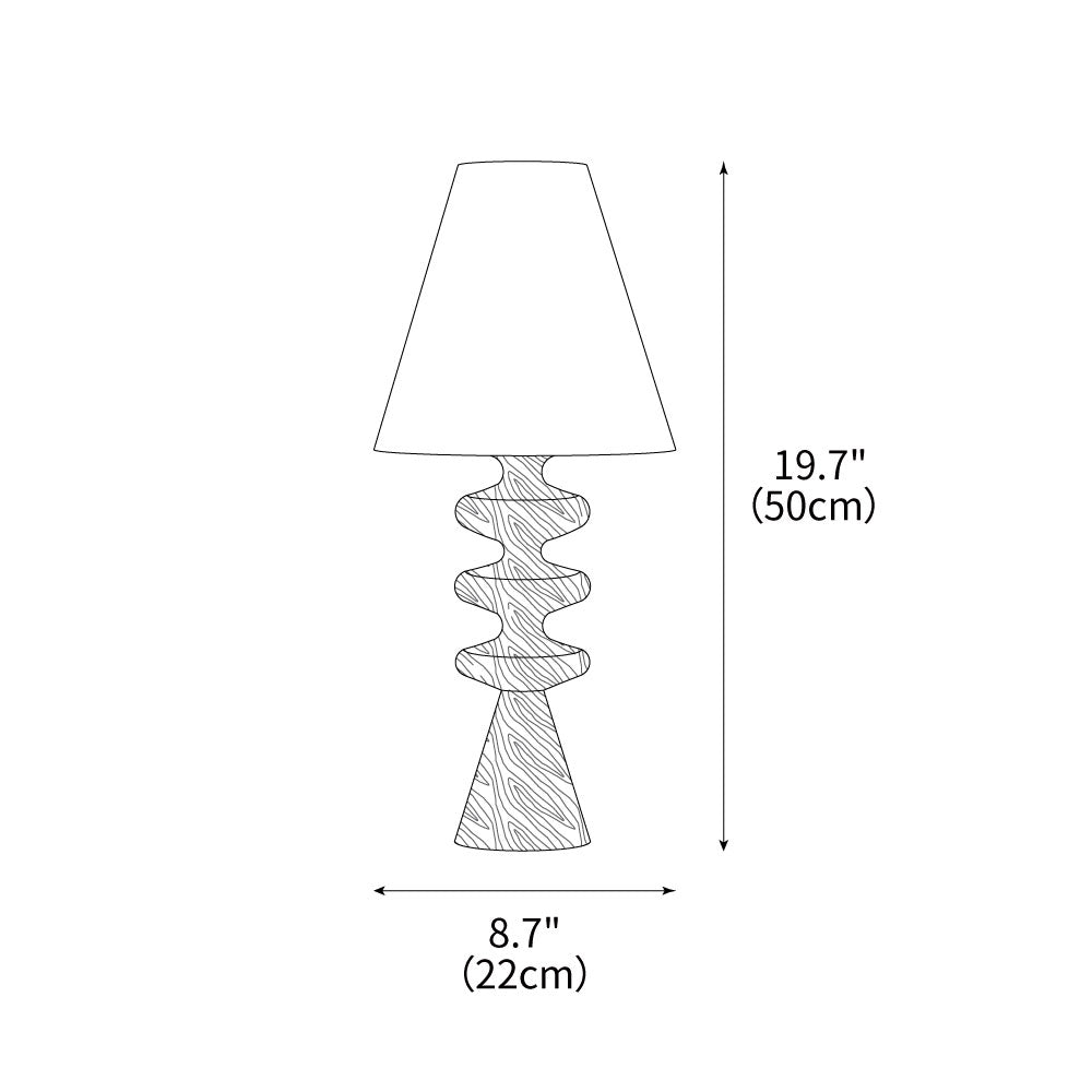 Lámpara de mesa de madera Undora – plano de medidas