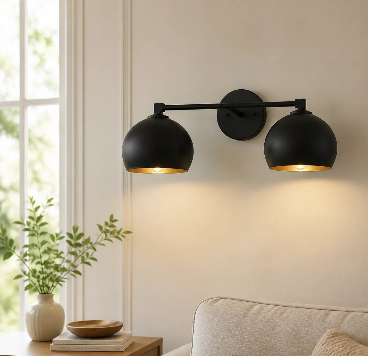 Aplique de pared con globos de cristal Valdina – 2 luces · 46 cm, negro, cristal negro