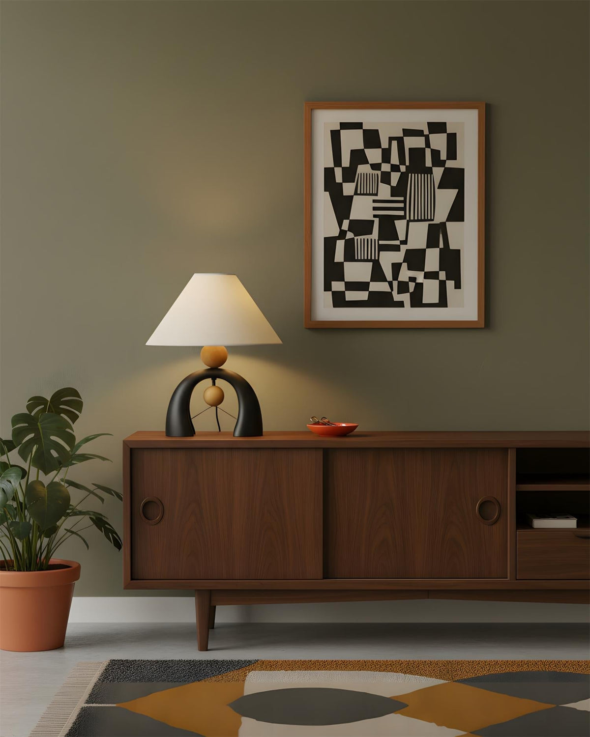 Lámpara de mesa de arco Varcela en un salón moderno – imagen 6