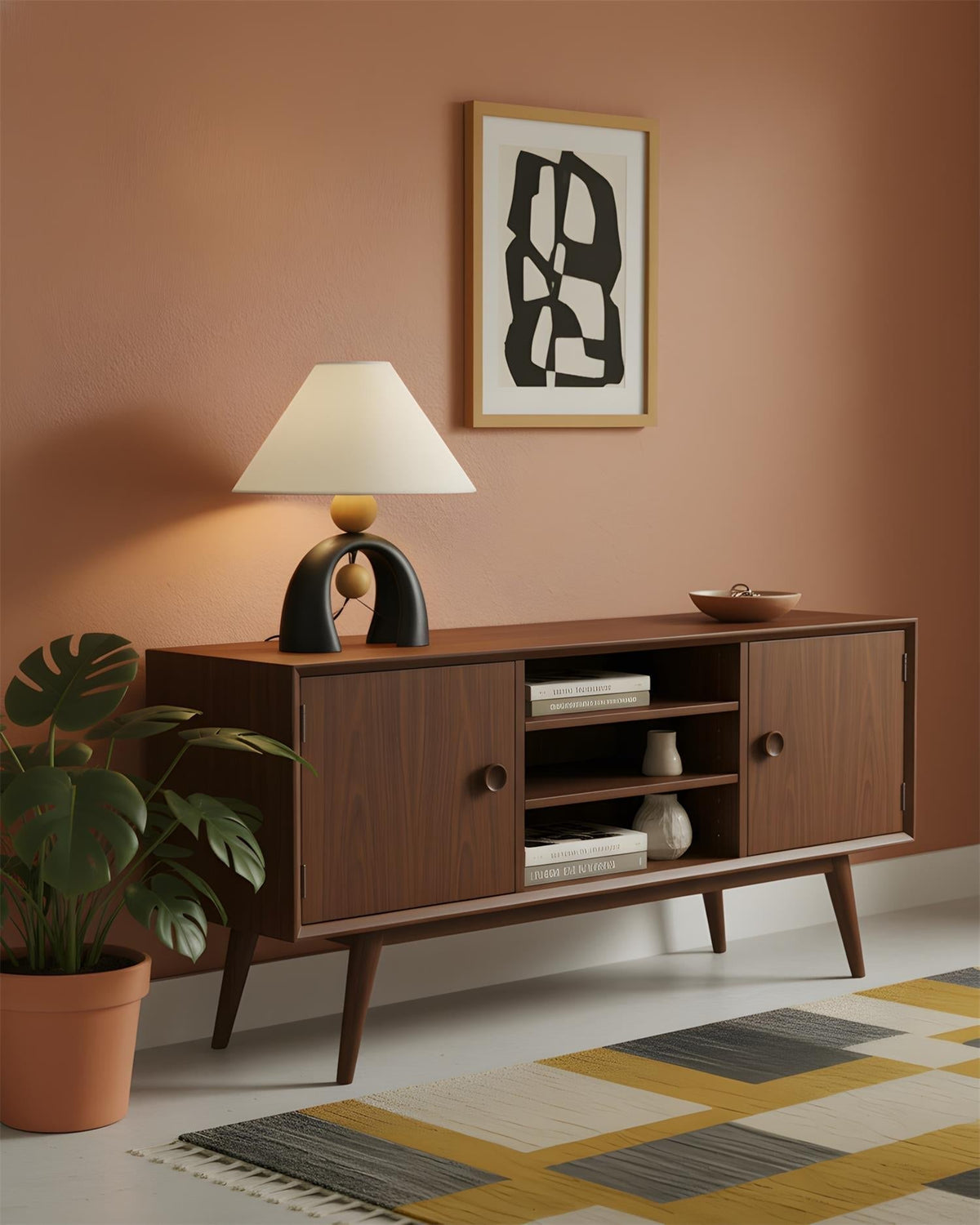 Lámpara de mesa de arco Varcela en un salón moderno – imagen 7