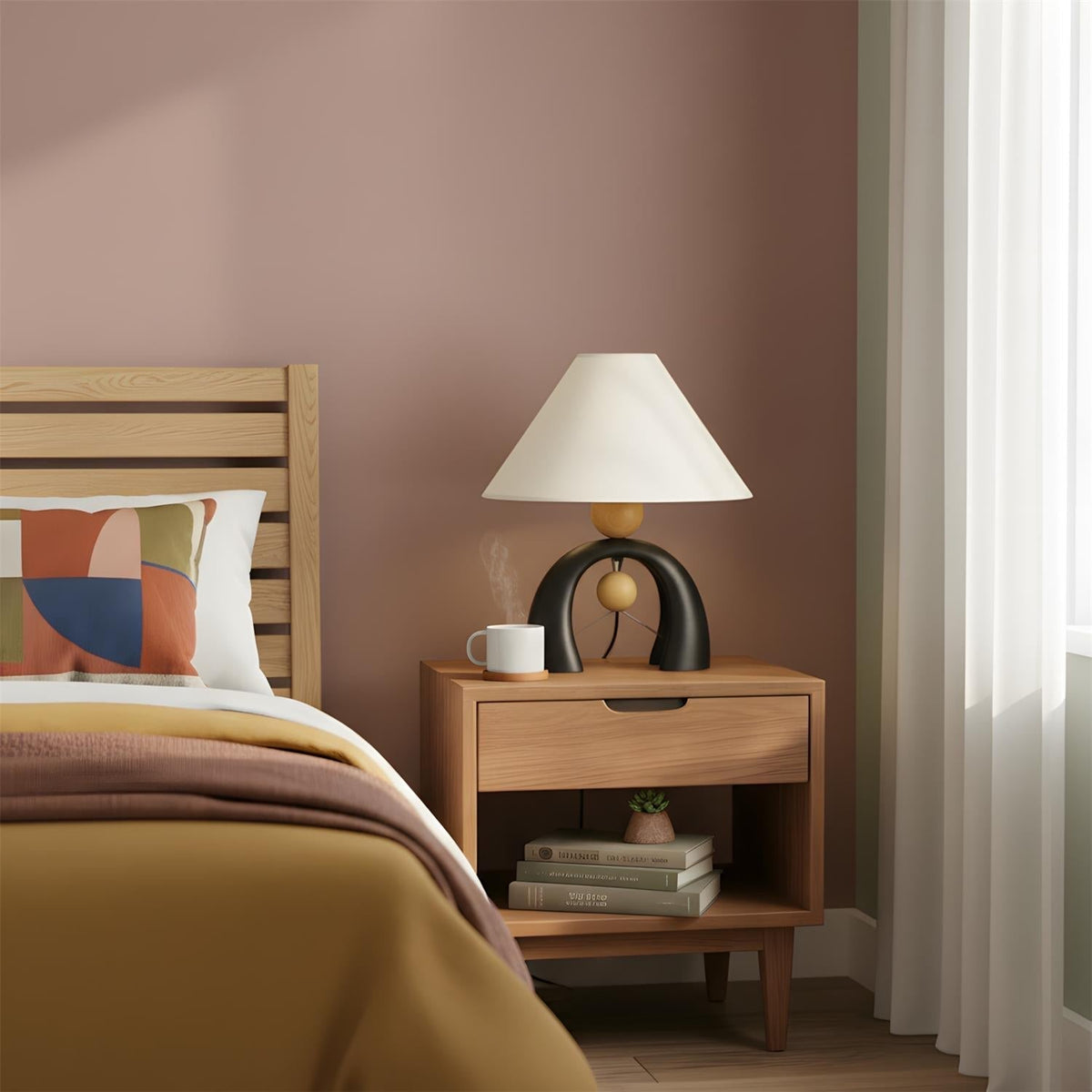 Lámpara de mesa de arco Varcela en un salón moderno – imagen 9
