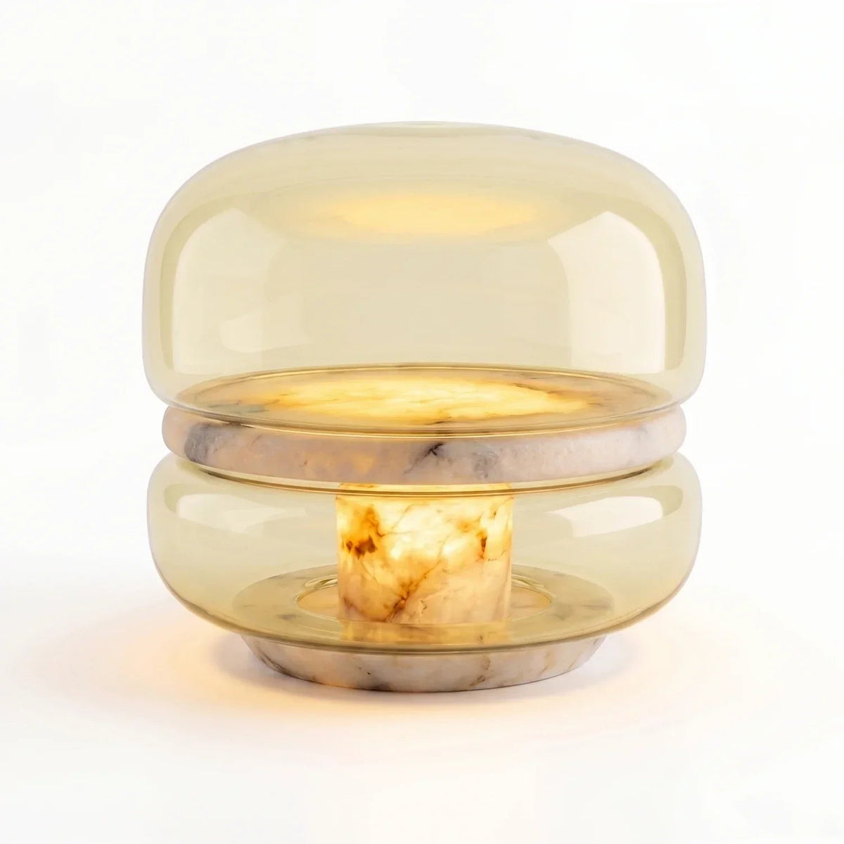 Lámpara de mesa de alabastro Velaba – con cristal ámbar